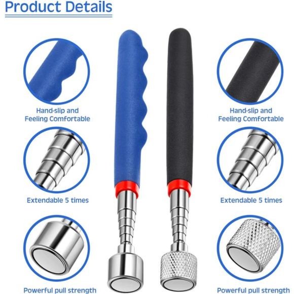 4 Pieces Telescoping Magnet Pickup Tools, 8 lb Flexible Magnetic Stick - Picture 4 of 7